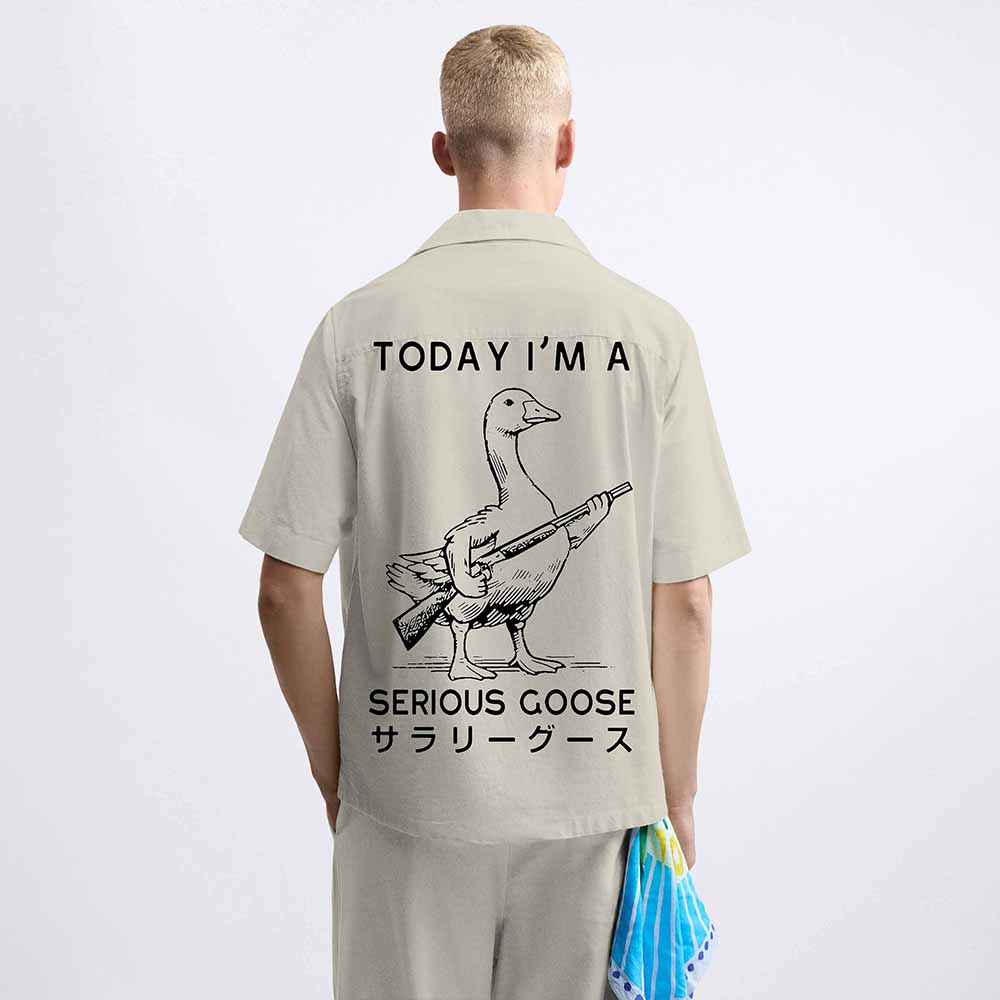 Today I'm A Serious Goose Print Elastic Band Casual Shorts