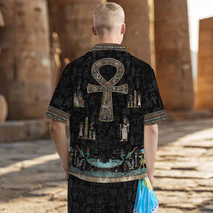 Egyptian Ankh Vintage Elastic Waistband Casual Shorts