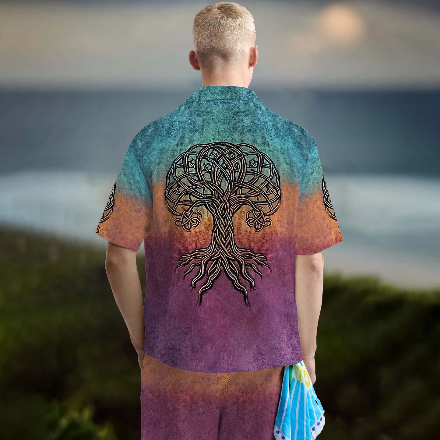 Viking-Style Tree Of Life Celtic Knot Art Vintage Elastic Waist Shorts