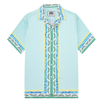 Tennis Print Camp Collar Short Sleeve Shirt