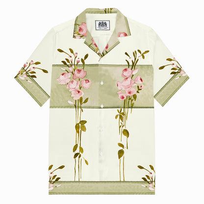 Jesus Portrait Print Camp Collar Short Sleeve Shirt