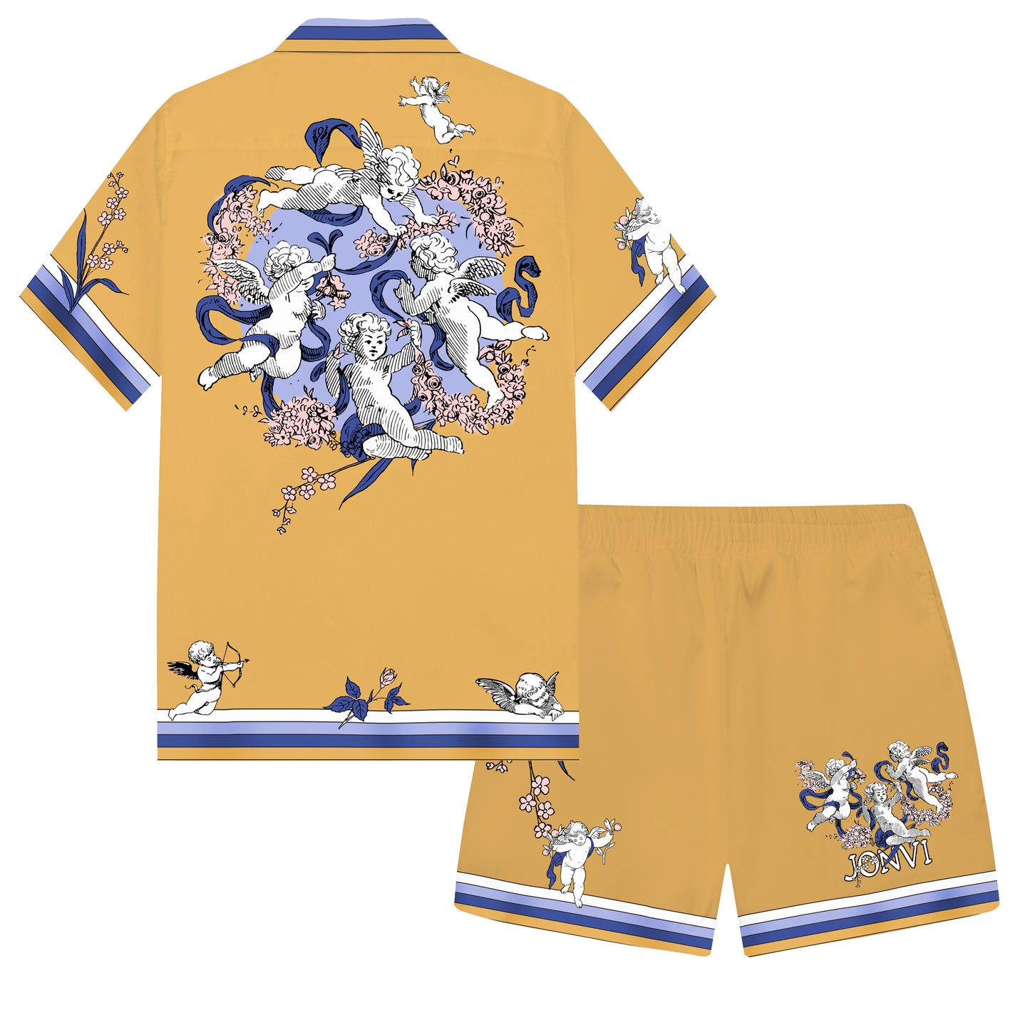 Little Angel Playing Print  Elastic Waistband Summer Casual Shorts