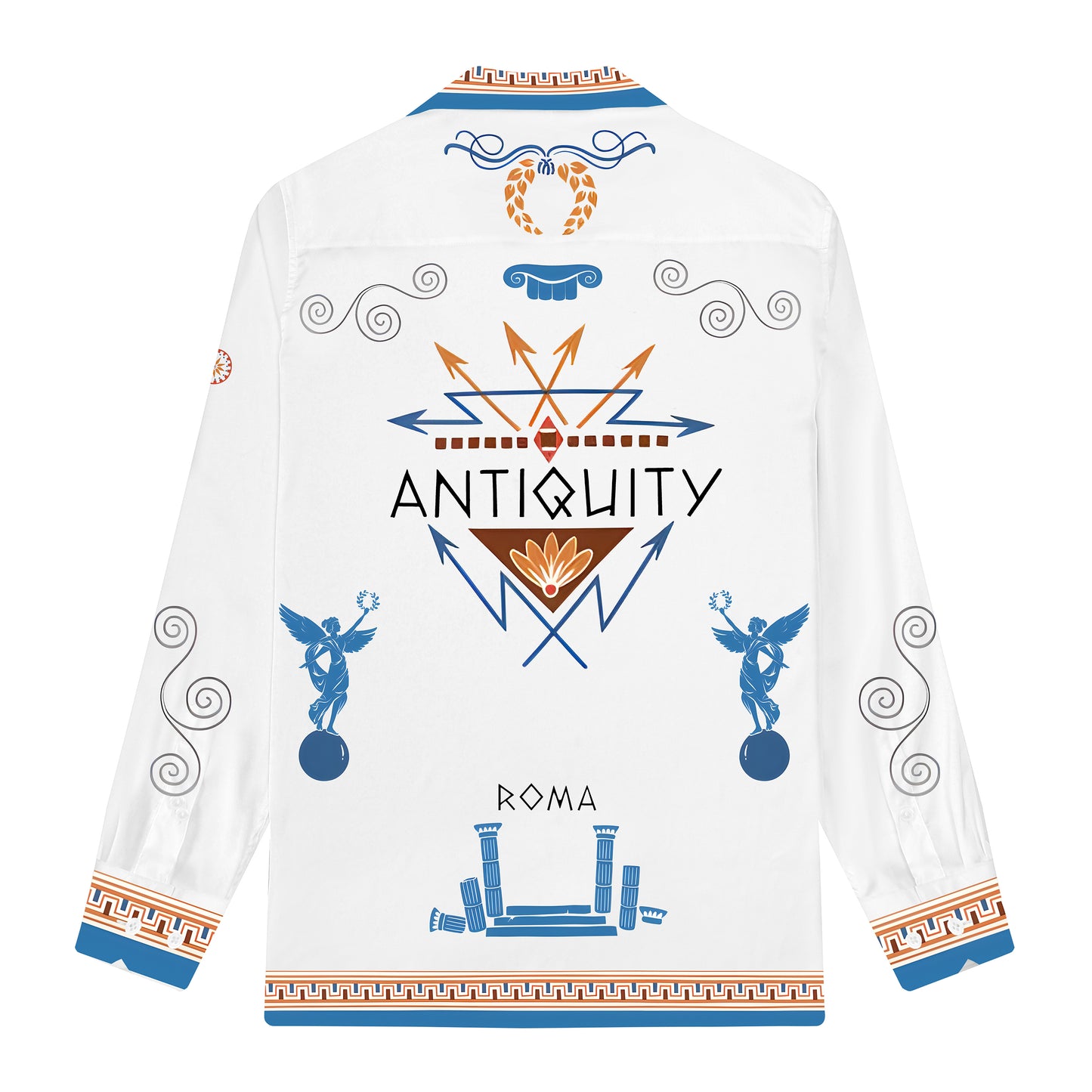 ROMA Print Long Sleeve Camp Collar Shirt
