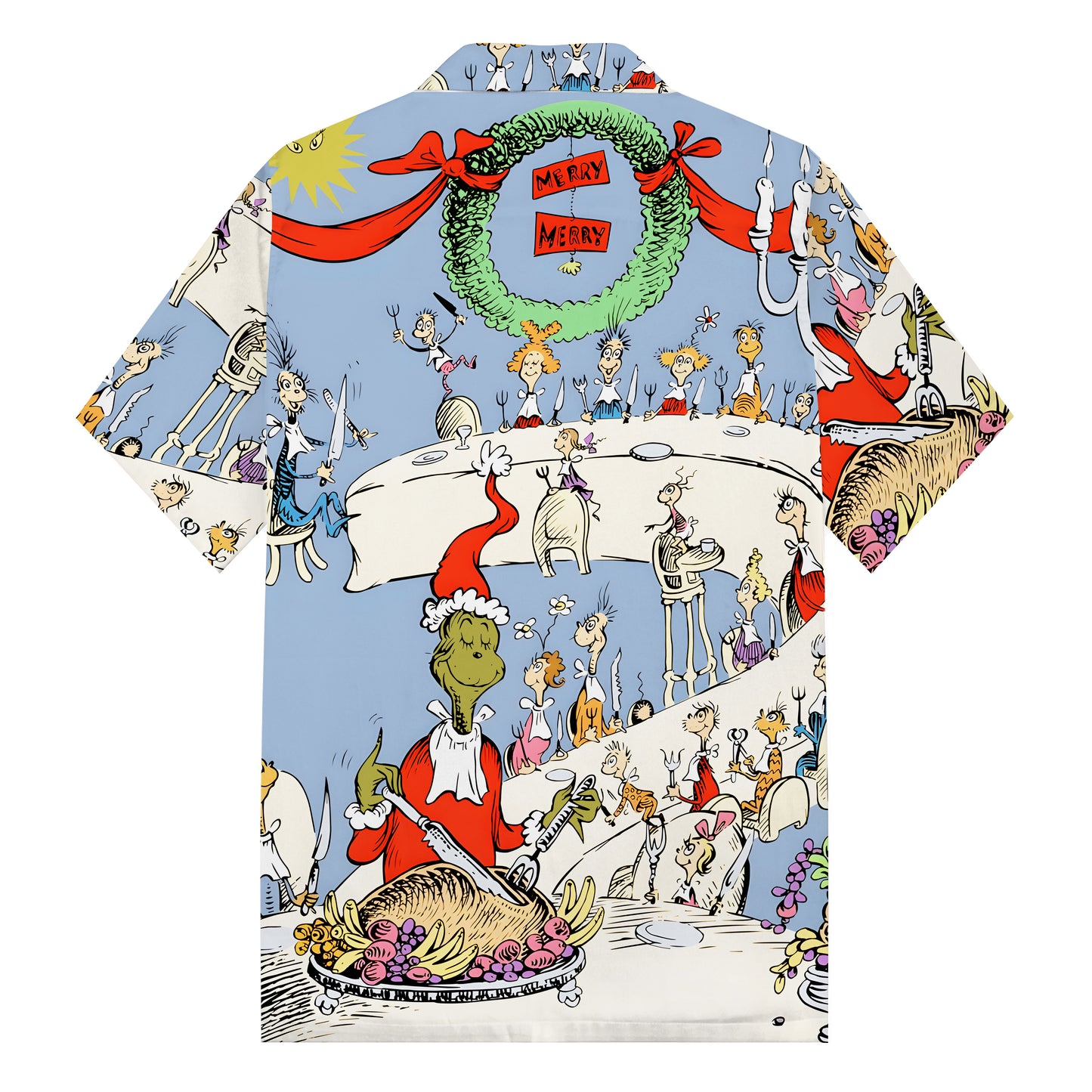 Christmas Party Print Camp Collar Short Sleeve Shirt