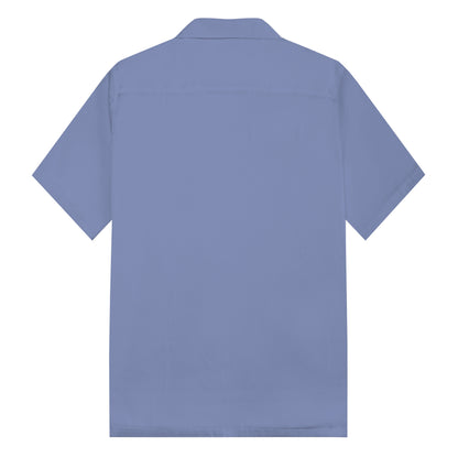 Blue Funny Duck Middle Finger Graphic Camp Collar Short Sleeve Shirt