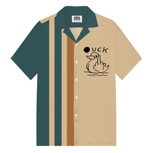 Khaki Patchwork Fun Animal Pattern Camp Collar Short Sleeve Shirt