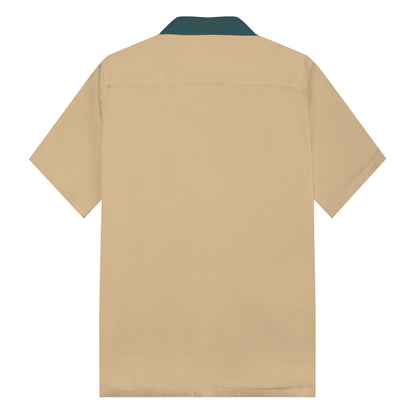 Khaki Patchwork Fun Animal Pattern Camp Collar Short Sleeve Shirt
