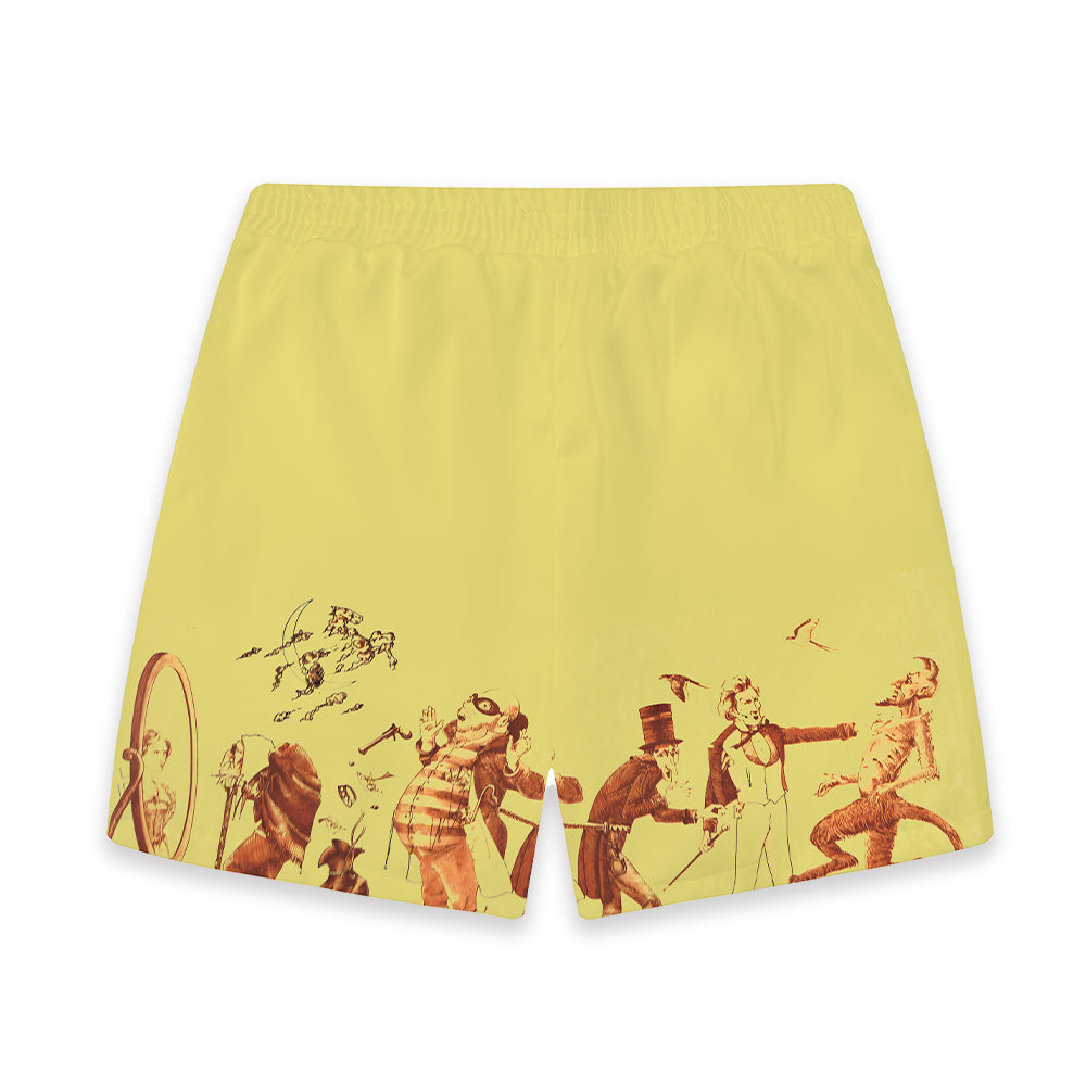 Drama Theme Print Elastic Waistband Summer Casual Shorts