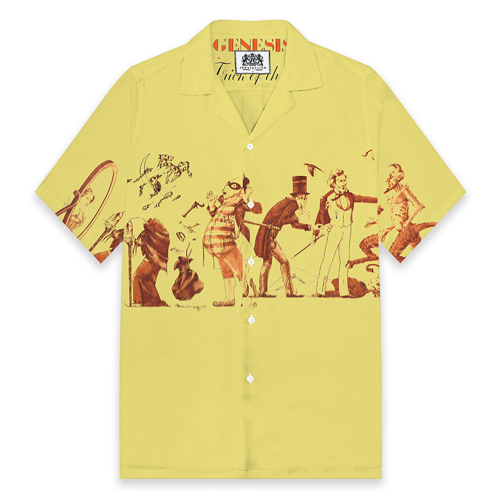 Drama Theme Print Camp Collar Short Sleeve Shirt