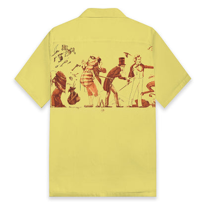Drama Theme Print Camp Collar Short Sleeve Shirt