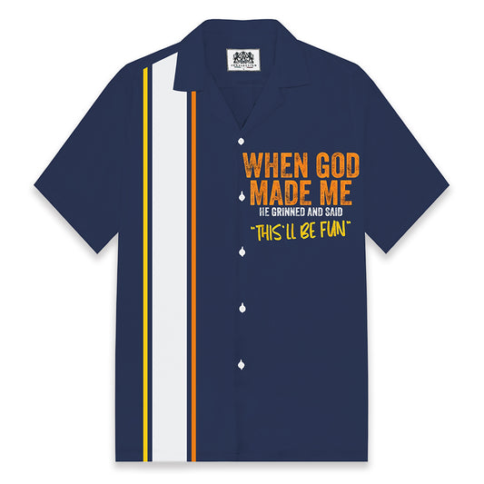Men's Personalized Letter Print Camp Collar Short Sleeve Shirt