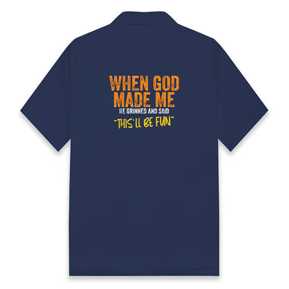 Men's Personalized Letter Print Camp Collar Short Sleeve Shirt