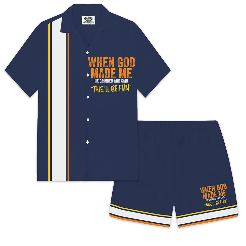 Men's Personalized Letter Print  Elastic Waistband Summer Casual Shorts
