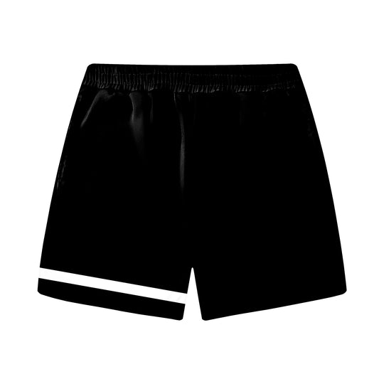 Black Personalized Letter Print  Elastic Waistband Summer Casual Shorts