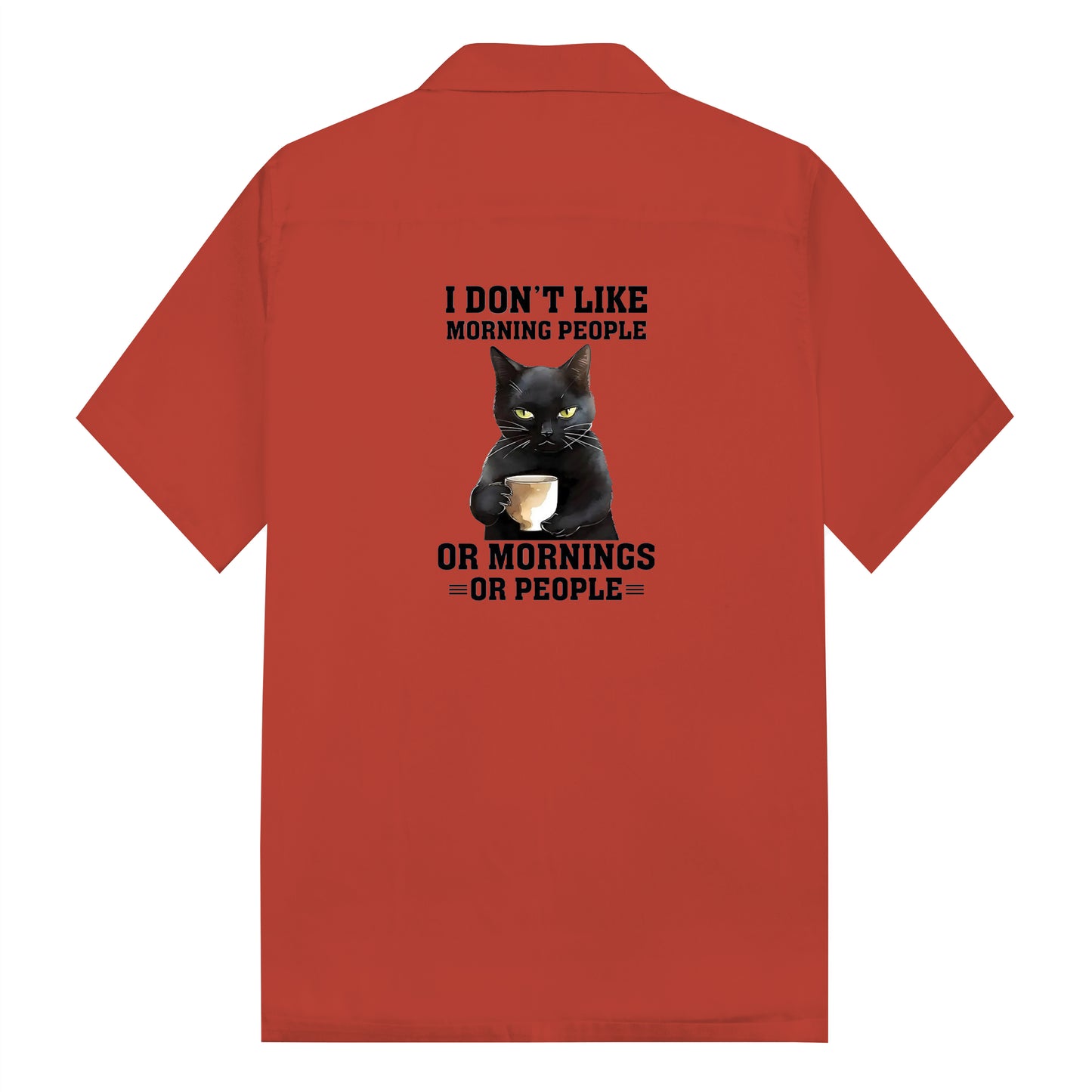 Love Cat Slogan Art Design Print Camp Collar Short Sleeve Shirt