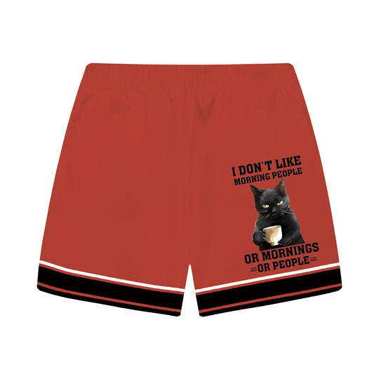 Love Cat Slogan Art Design Print Elastic Waistband Summer Casual Shorts