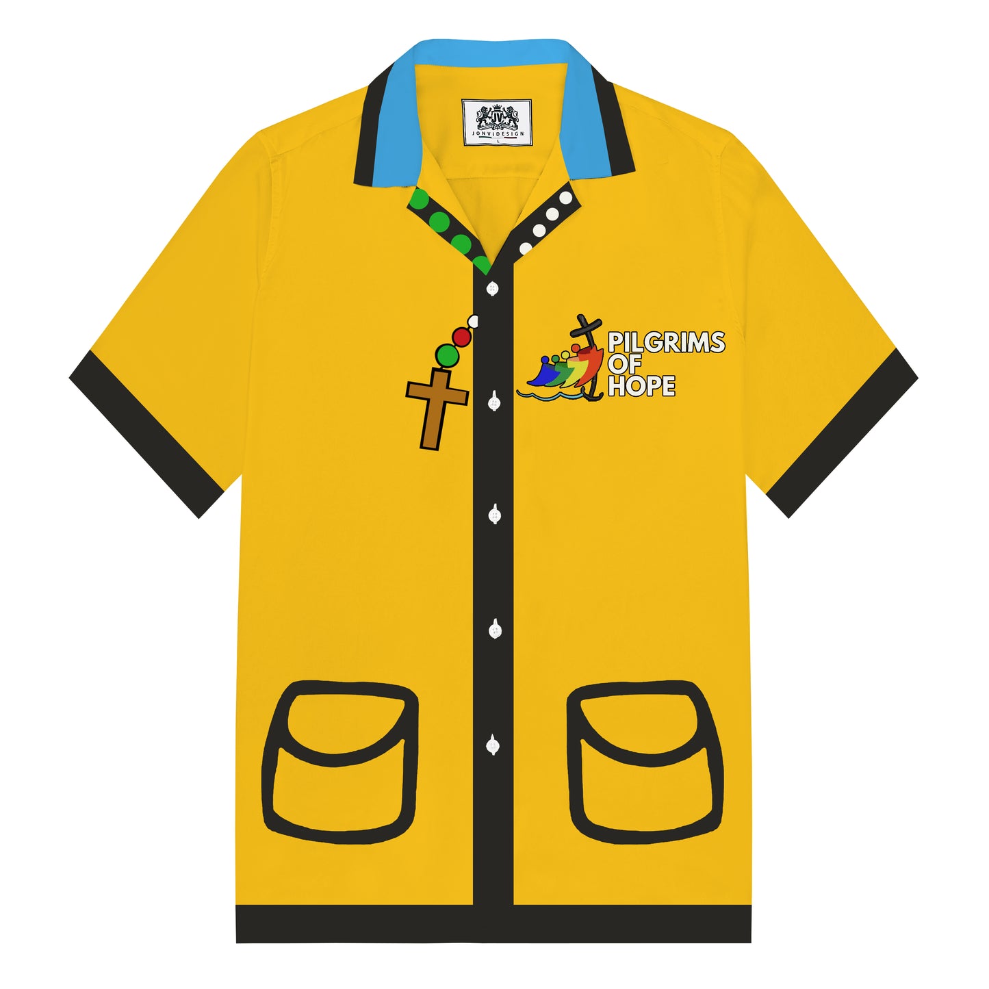 Catholic Jubilee Pattern Camp Collar Short Sleeve Shirt