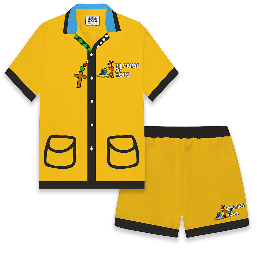 Catholic Jubilee Pattern Elastic Waistband Summer Casual Shorts