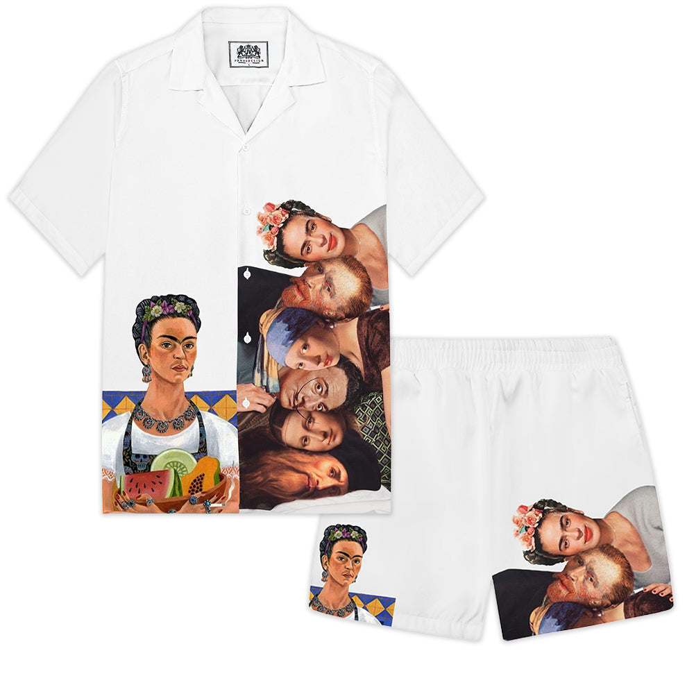 Frida Funny Character Collection Pattern Elastic Waistband Casual Shorts