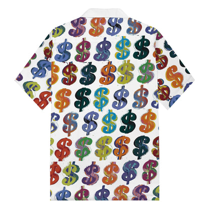 Currency Symbol Prints Camp Collar Casual Shirt