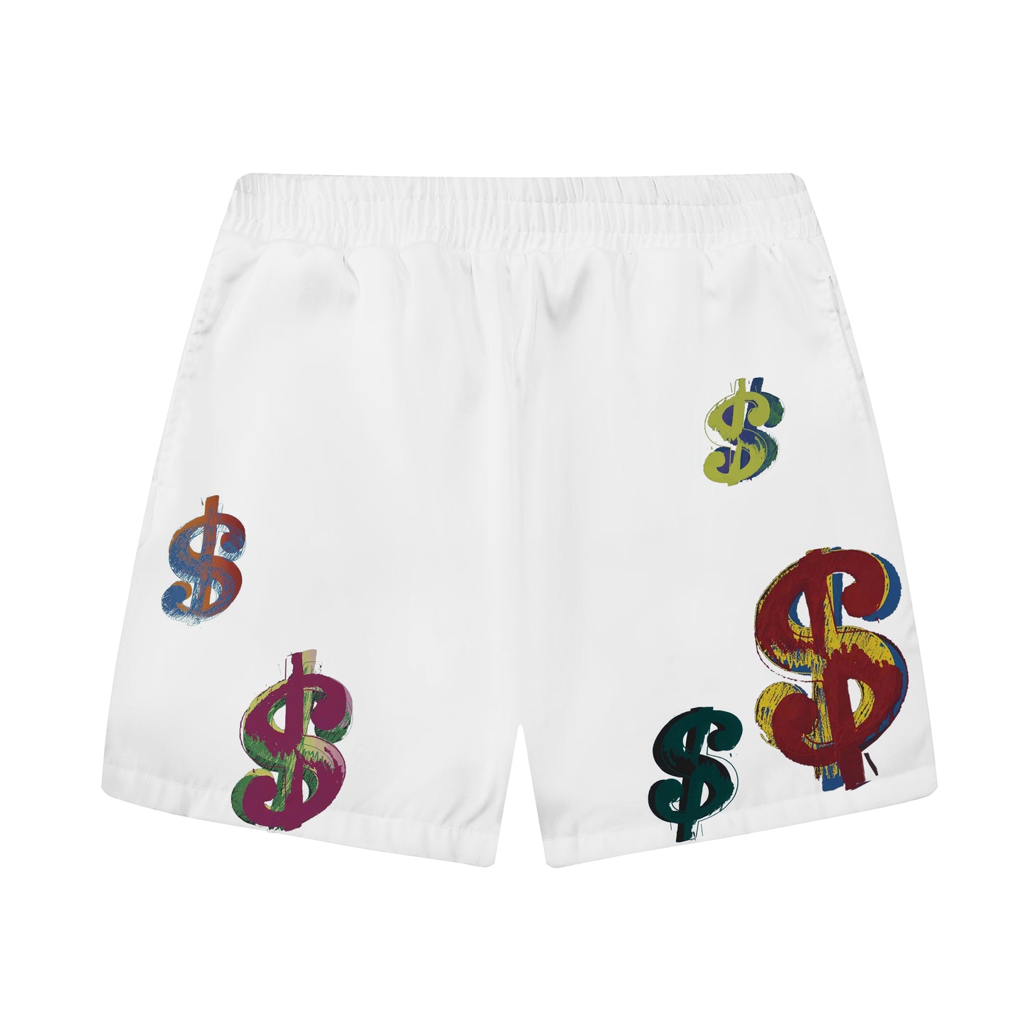 Currency Symbol Prints Elastic Waistband Casual Shorts