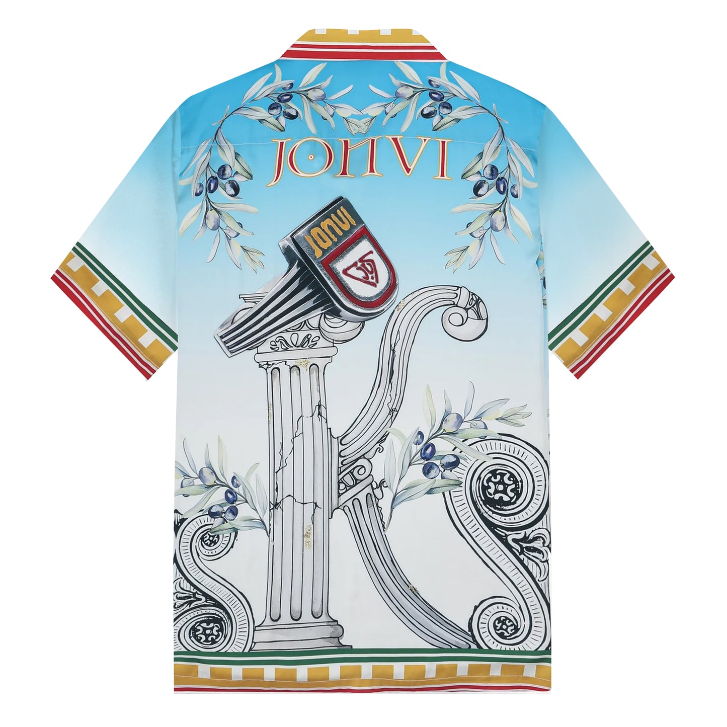 Roman Column Pattern Camp Collar Short Sleeve Shirt