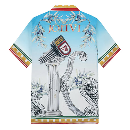 Roman Column Pattern Camp Collar Short Sleeve Shirt