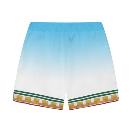 Roman Column Pattern Elastic Waistband Summer Casual Shorts