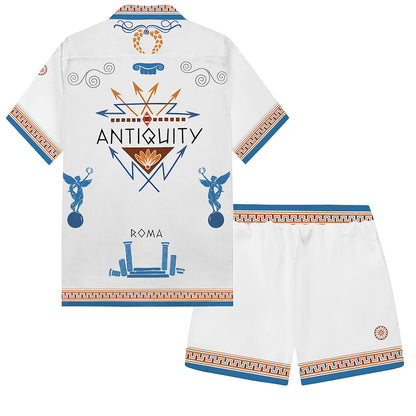 ROMA Print Elastic Waistband Summer Casual Shorts