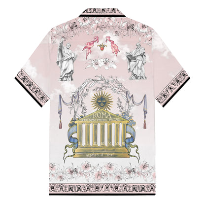 Roman Temple Print Camp Collar Short Sleeve Shirt