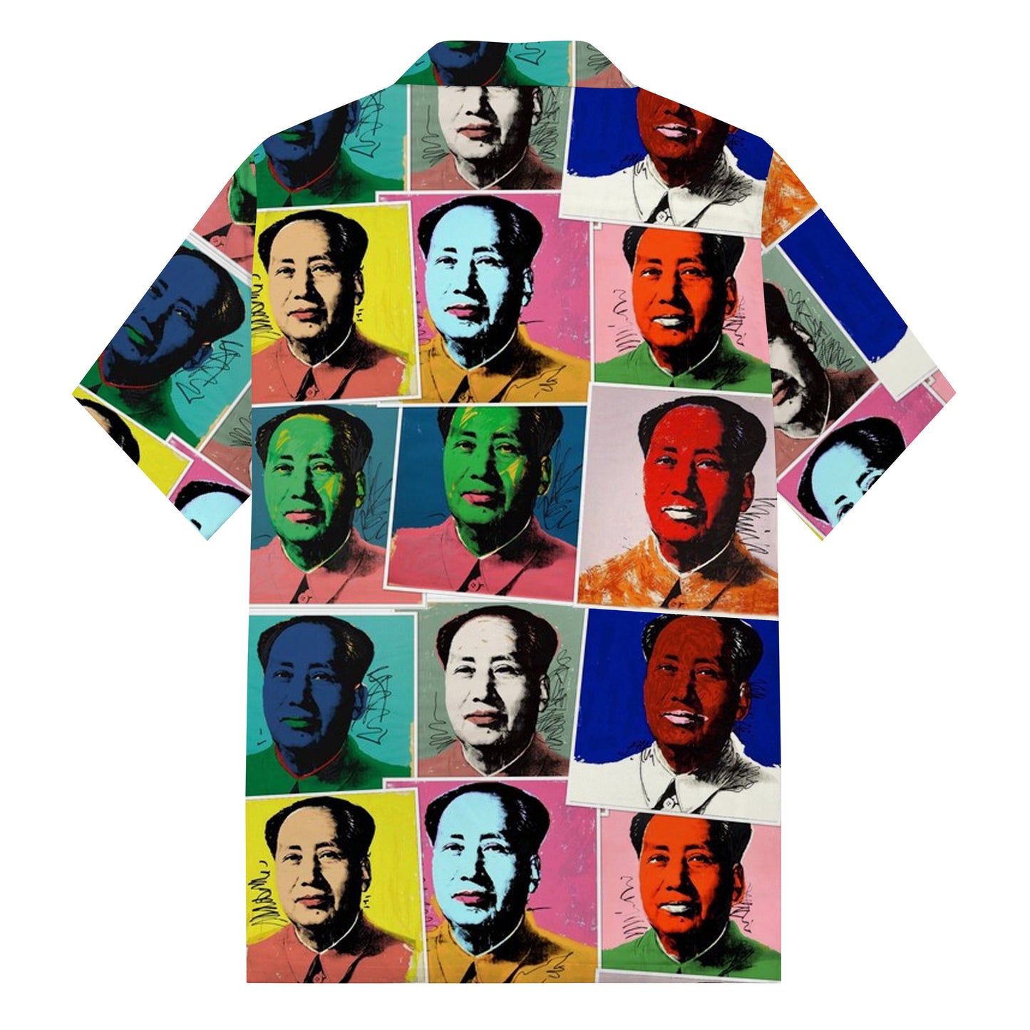 Mao Zedong Portrait Print Camp Collar Short Sleeve Shirt