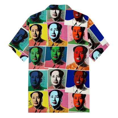 Mao Zedong Portrait Print Camp Collar Short Sleeve Shirt