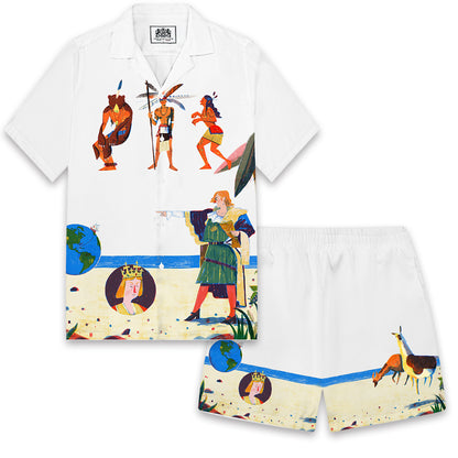 Columbus Discovered The New World Elastic Waistband Summer Casual Shorts