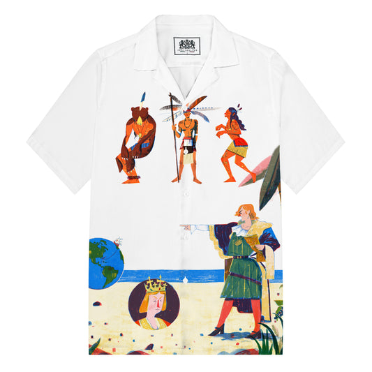 Columbus Discovered The New World Camp Collar Short Sleeve Shirt