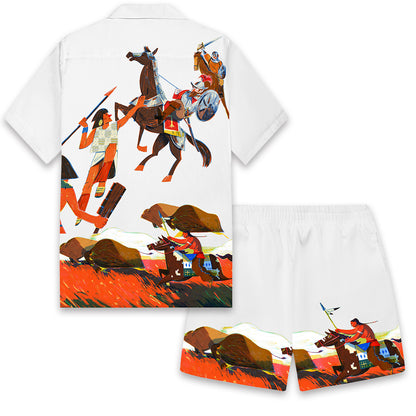 Indian Tribal Patterns Camp Collar Short Sleeve Shirt