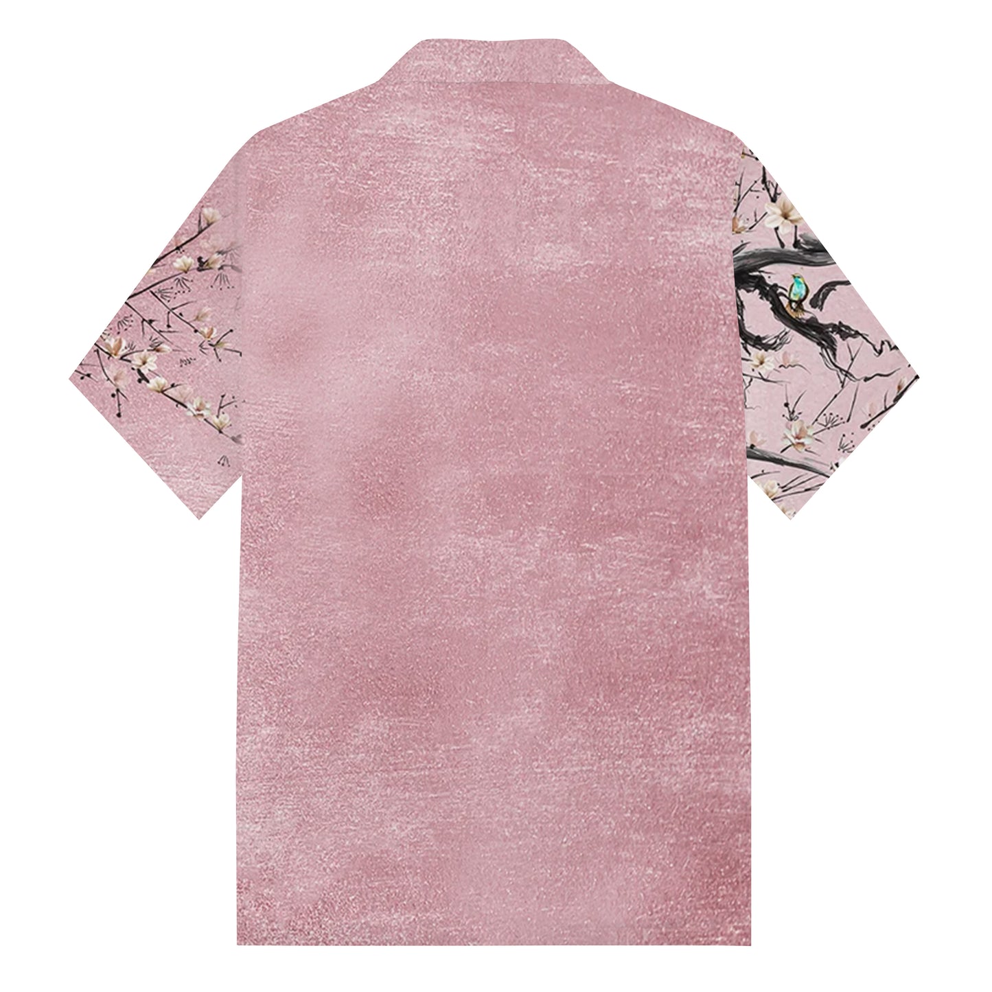 Flower Branch Pattern Camp Collar Short Sleeve Shirt