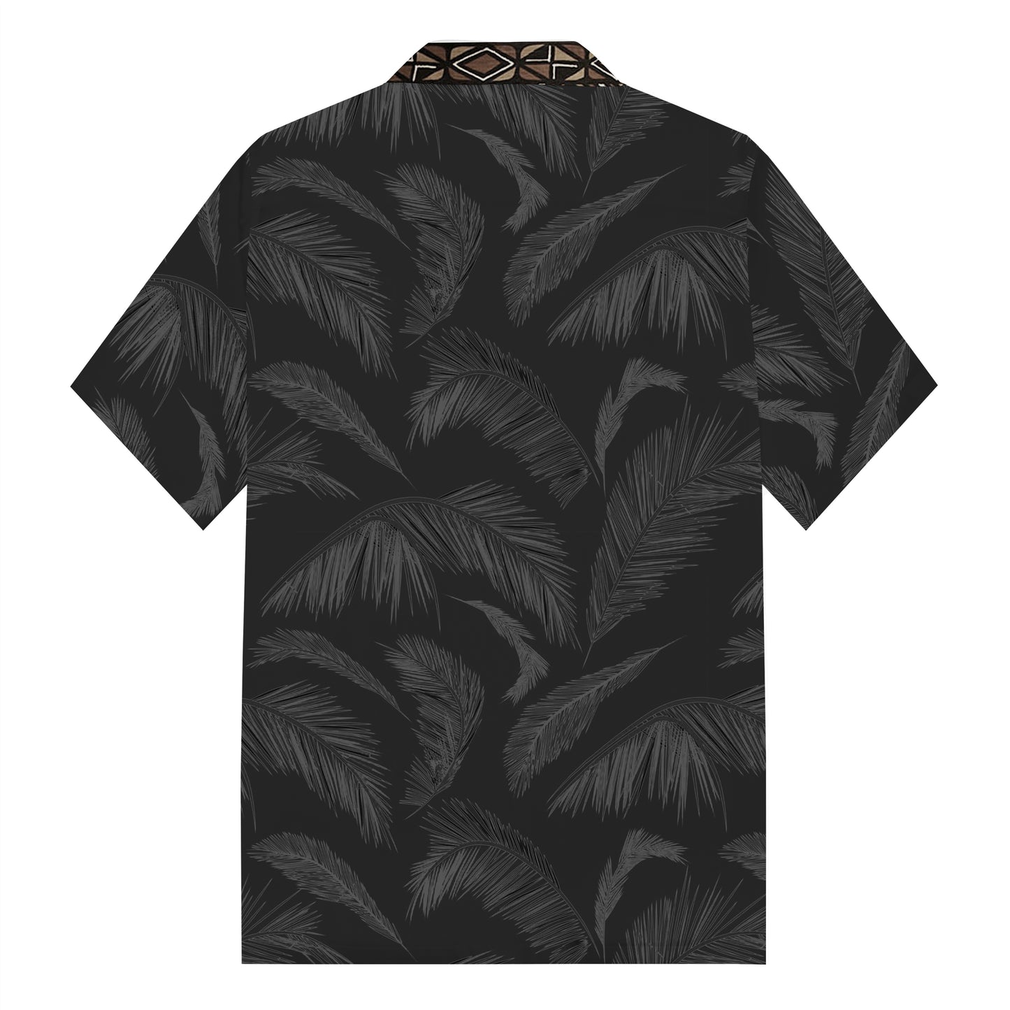 Men's Black Tiki eEements Camp Collar Casual Shirt