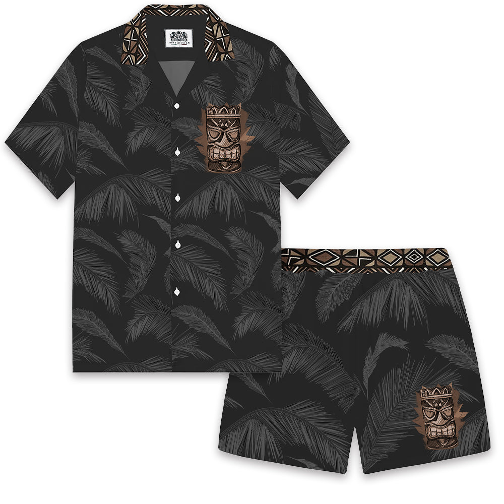 Men's Black Tiki eEements Elastic Waistband Casual Shorts