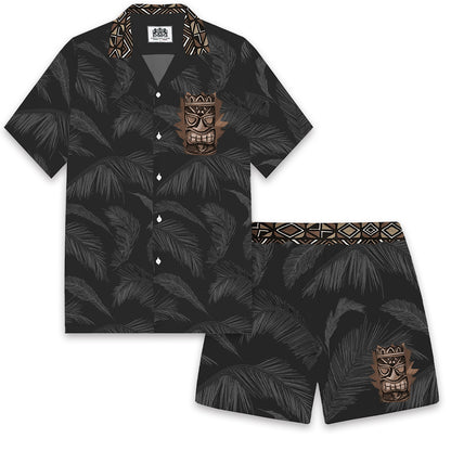 Men's Black Tiki eEements Elastic Waistband Casual Shorts
