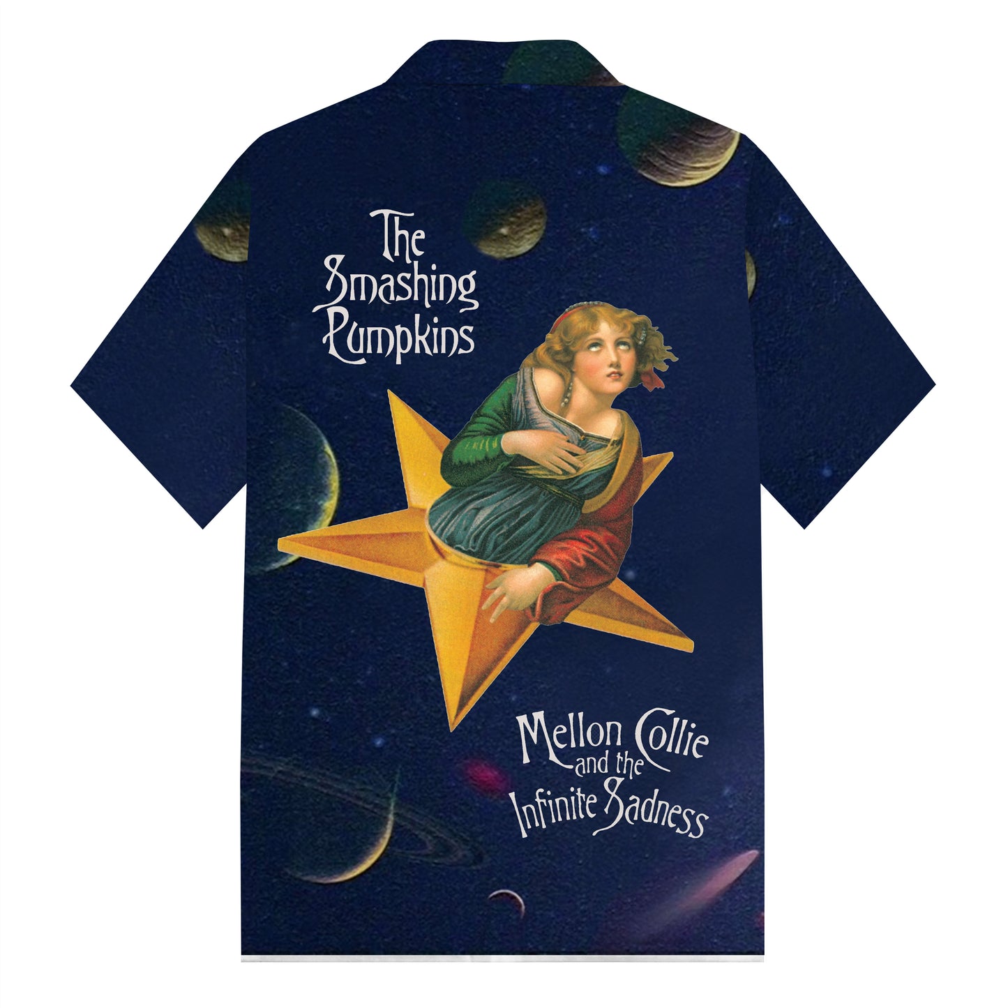 Retro Band Themed Print Camp Collar Short Sleeve Shirt