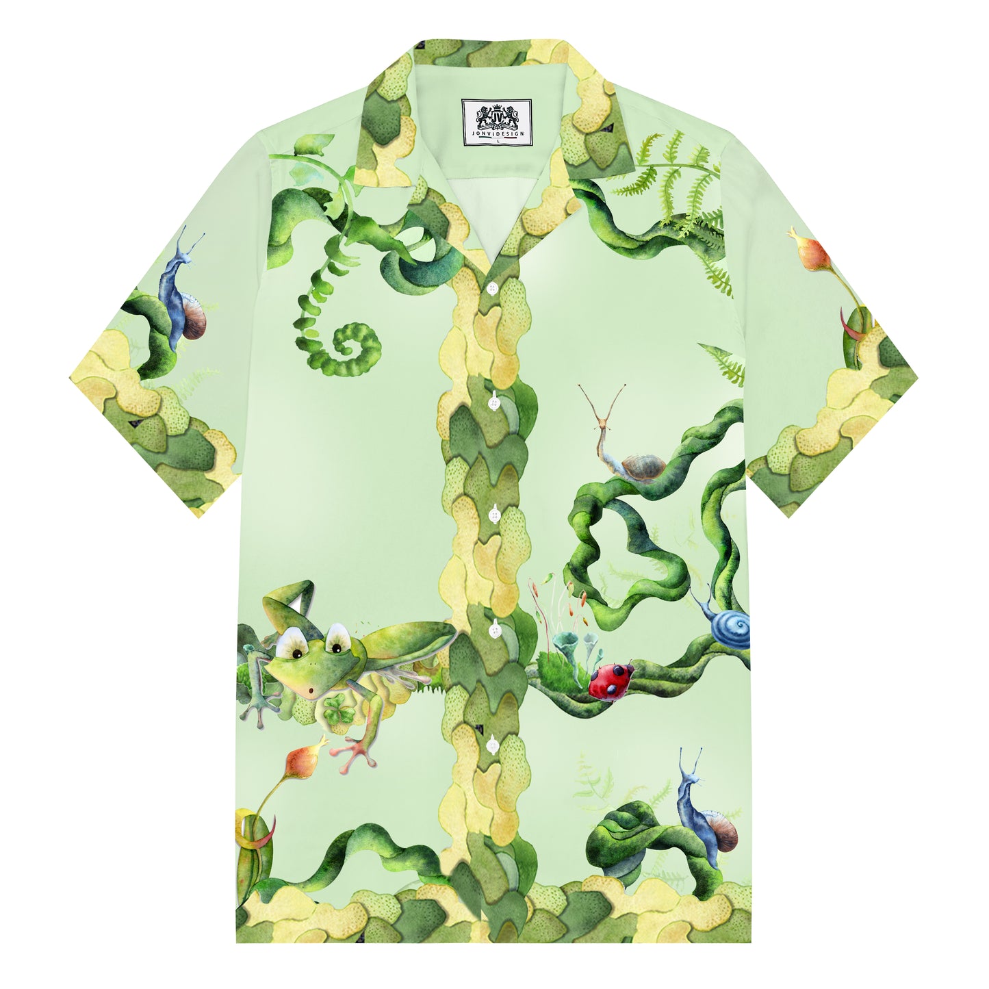 Summer Fresh Light Green Camping Collar Men's Shirt