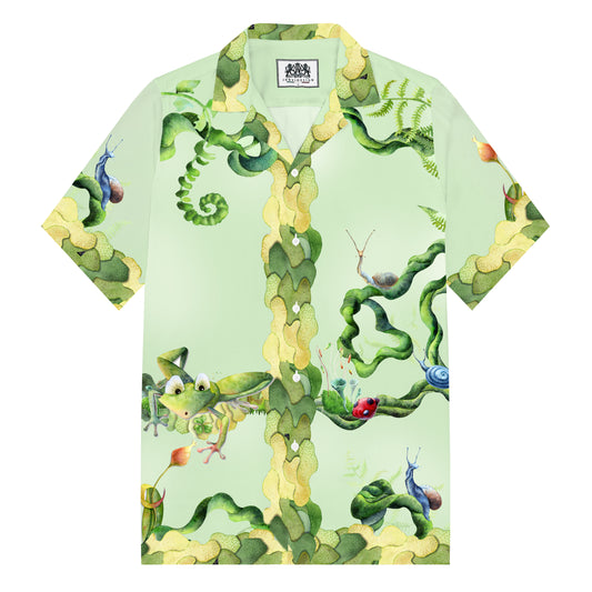 Summer Fresh Light Green Camping Collar Men's Shirt