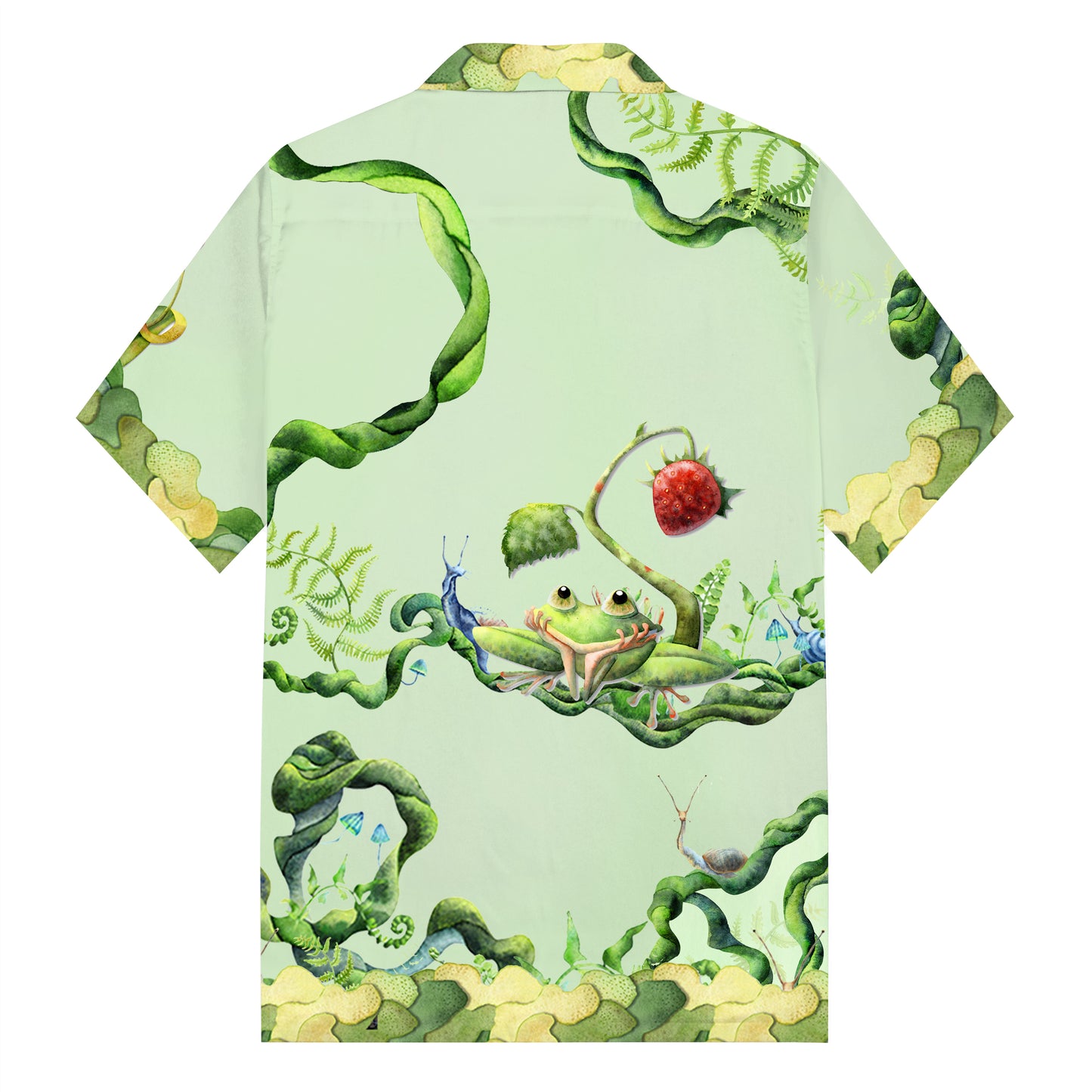 Summer Fresh Light Green Camping Collar Men's Shirt