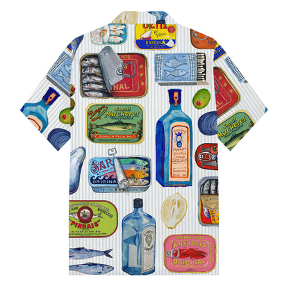 Sardines Food Can Pattern Camp Collar Short Sleeve Shirt