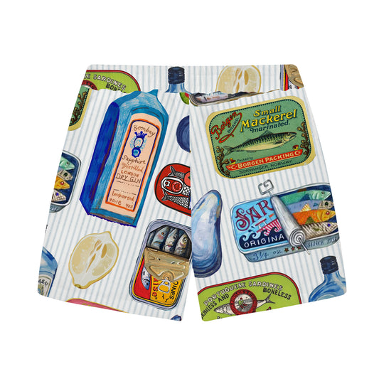 Sardines Food Can Pattern Elastic Waistband Summer Casual Shorts