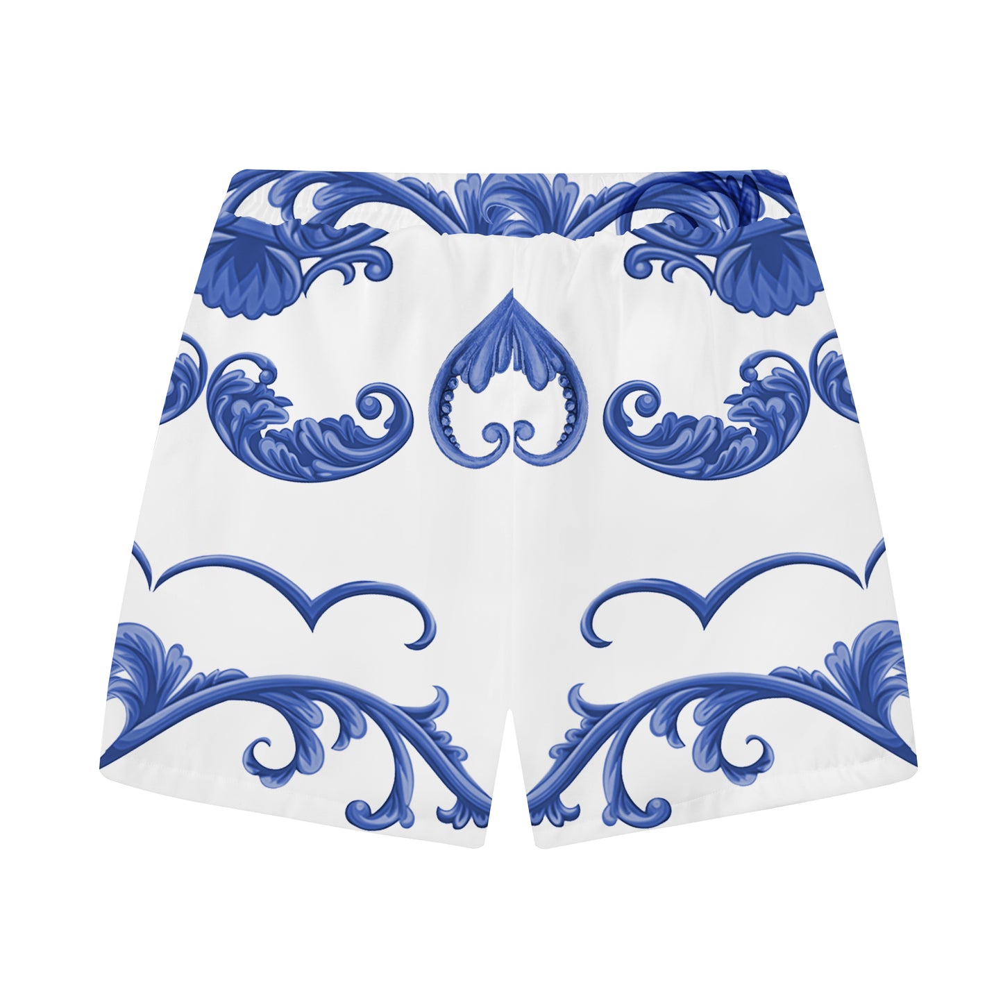 Statue Of David Baroque Floral Pattern Elastic Waistband Casual Shorts