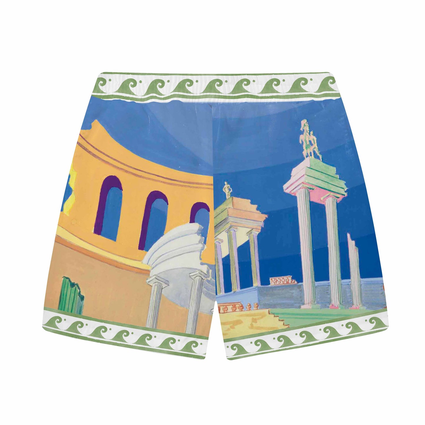 Ancient Greek Architecture, Temple Pattern Elastic Waistband Casual Shorts