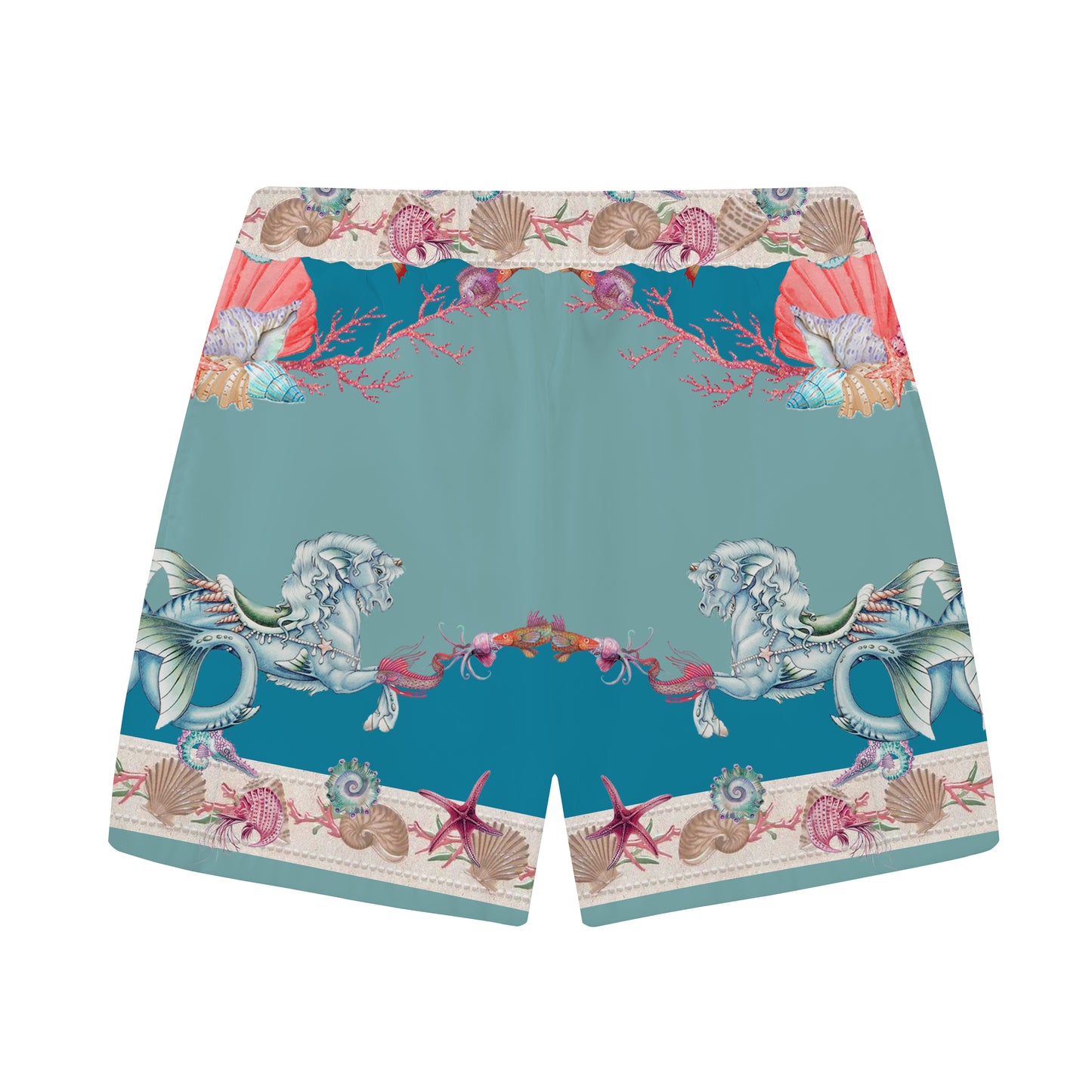 Ocean Themed Travel And Vacation Pattern Elastic Waistband Casual Shorts