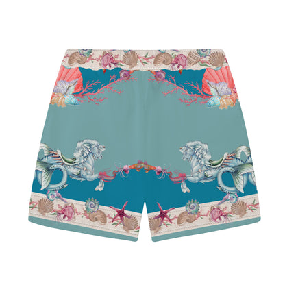 Ocean Themed Travel And Vacation Pattern Elastic Waistband Casual Shorts