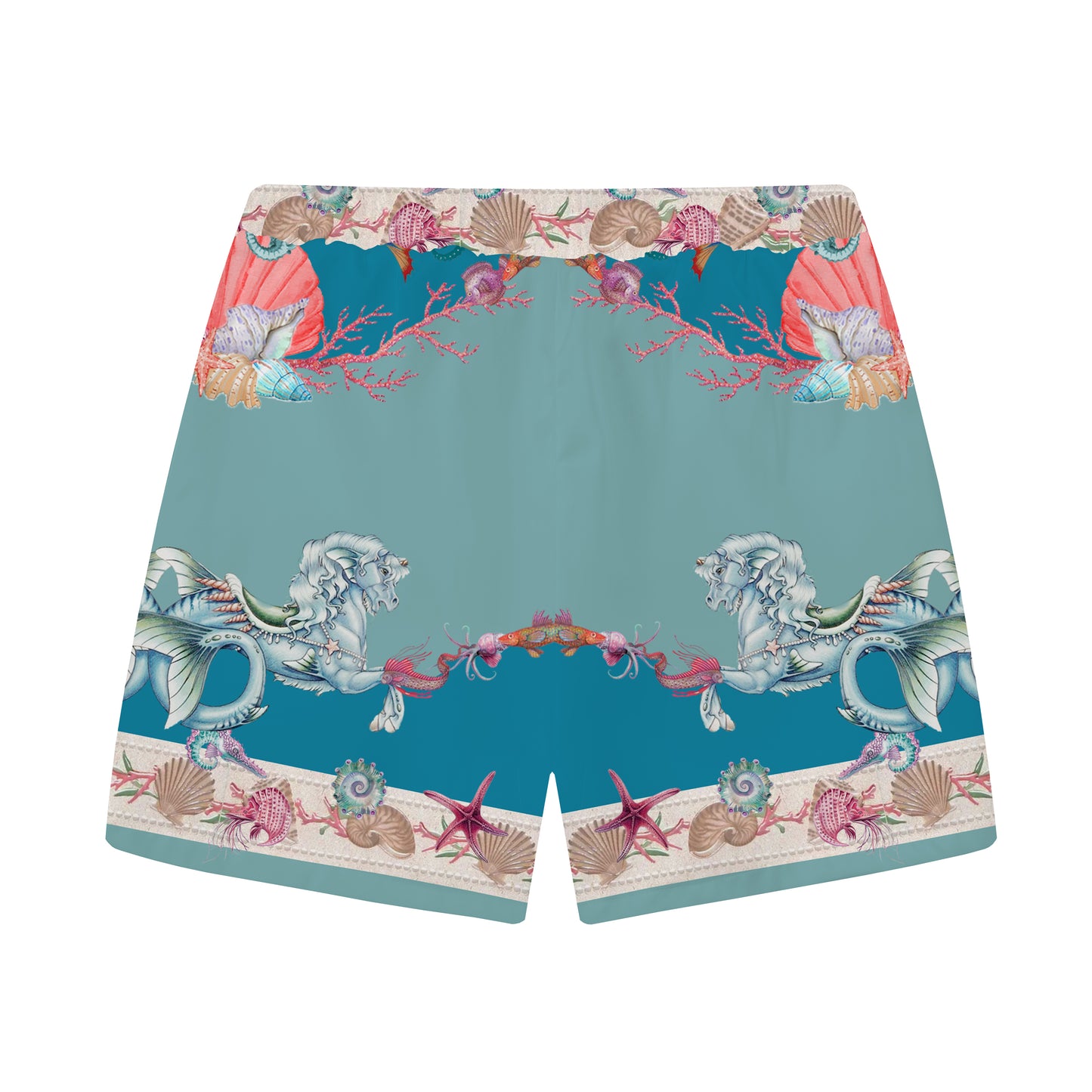 Ocean Themed Travel And Vacation Pattern Elastic Waistband Casual Shorts